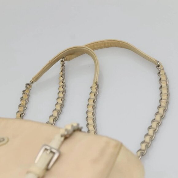PRADA Chain Shoulder Bag Nylon Ivory Silver Auth 137031 - Picture 9 of 16